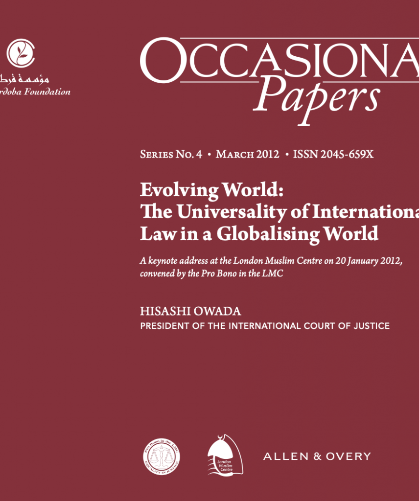 Occasional Papers: Evolving World – The Universality of International Law in a Globalising World