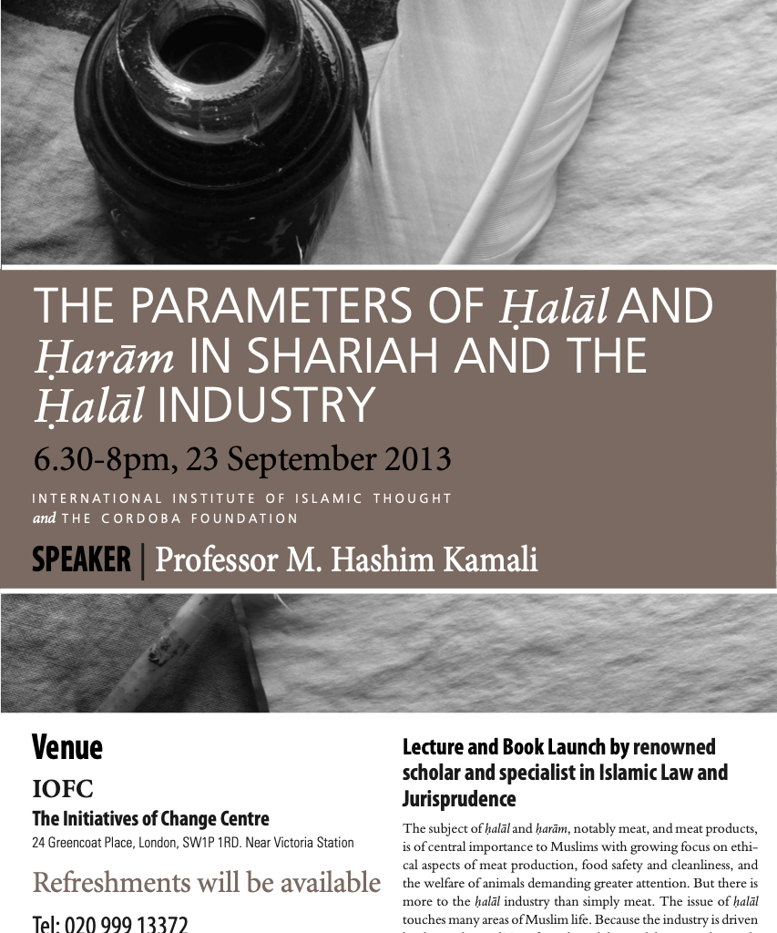 Book Launch: The Parameters of Halal and Haram in Shari’ah and the Halal Industry